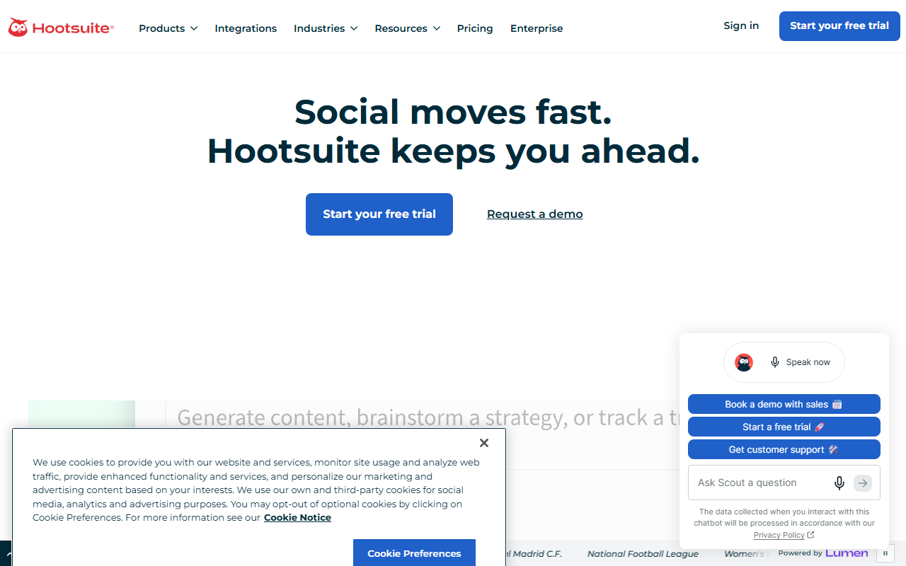 Hootsuite homepage