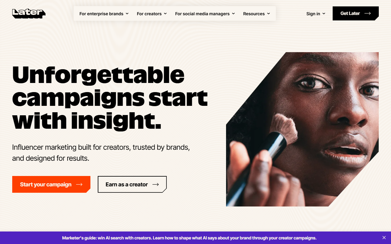 Later homepage